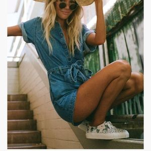 Billabong x Salty Blonde Date Nite Denim Romper